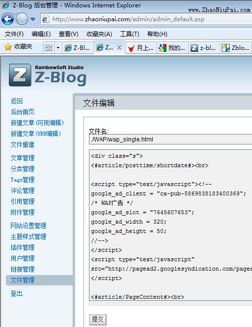 基于Z-Blog Wap 2.0的Google Adsense移动广告投放方法