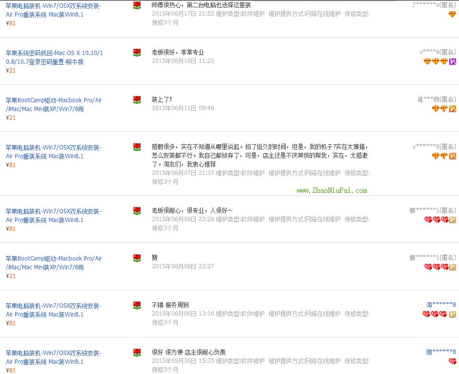 淘宝买家给我的评价