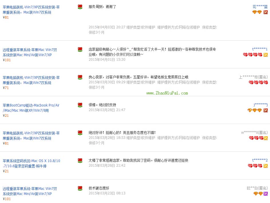淘宝买家给我的评价